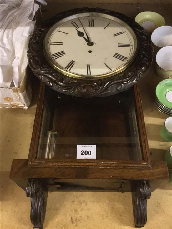 Victorian carved mahogany drop dial wall timepiece(-)